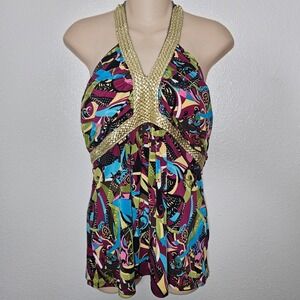 Bisou Bisou Geometric Print Halter Top